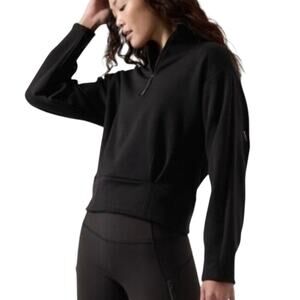 Athleta Altitude Polartec Black Half Zip Cropped Sweatshirt Athleisure Size XXS